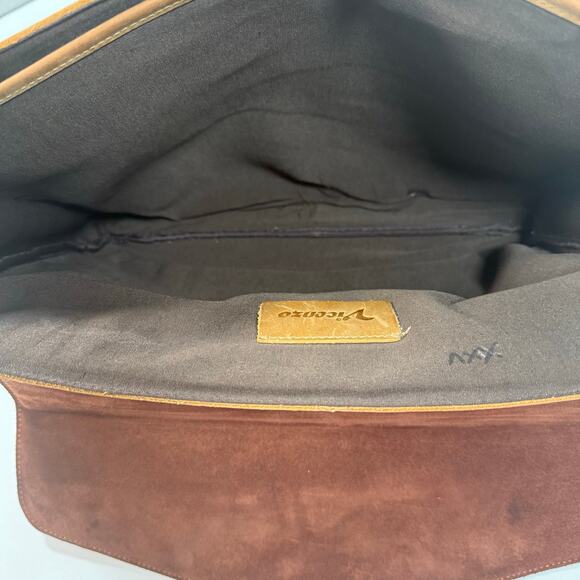 Vintage Vicenzo Brown Genuine Leather Briefcase Laptop Messenger Bag - Picture 9 of 12